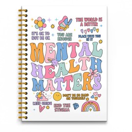 RUNMESS Mental Health Matters Journal, Mental Health Gifts, Therapy Journal for Mental Health, Therapy Notebook, Mental Health Journal for Women, Spiral Notebook 5.5x8.3 Inches