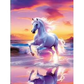 VAIIEYO DIY 5D Diamond Painting Horse, Diamond Painting Pictures Painting Kits Animal, Painting by Numbers Diamond Home Wall Decor Painting Cross Stitch Diamond Decoration 30 x 40 cm