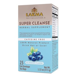HYLEYS Lakma Super Cleanse Tea with Blueberry - 25 Tea Bags - (6 Pack - 150 Tea Bags Total)