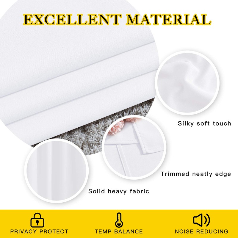 NICETOWN White Short Window Curtains for Windows 50 inch Long
