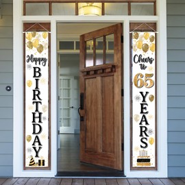 LASKYER Happy 65th Birthday Door Banner - Cheers to 65 Years Old Birthday Front Door Porch Sign Backdrop,65th Birthday Party Decorations.