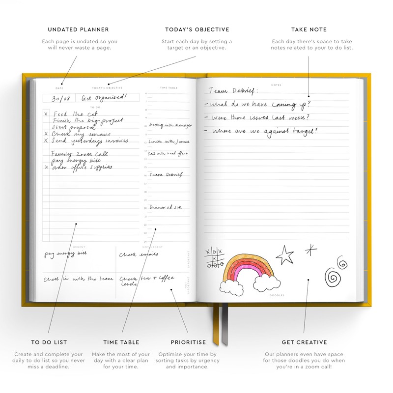 Undated Daily Planner Notebook | To Do Lists Hourly Schedule