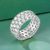 MDFUN 18K White Gold Plated Round-Cut 3 Row Cubic Zirconia
