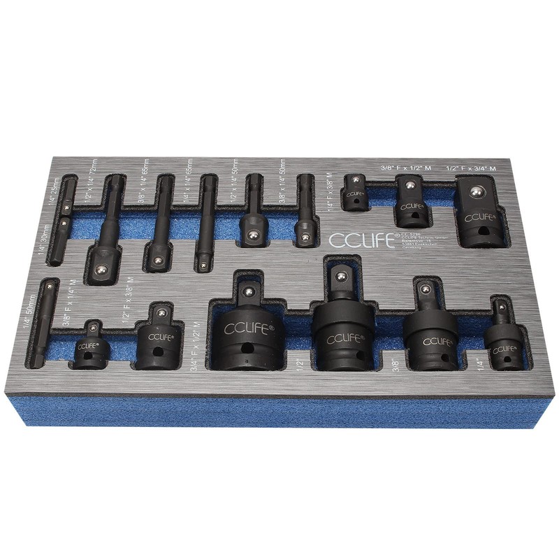 CCLIFE 17-Piece Socket Adapter for Impact Wrench 1/4 Inch 3/8