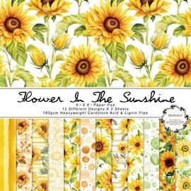 DESEACO Sunflower Scrapbook Paper Pad 6×6 inch, 24 Sheets Single-Sided Craft Paper for DIY Crafting, Card Making, and Scrapbooking – Ideal for Summer Themed Projects
