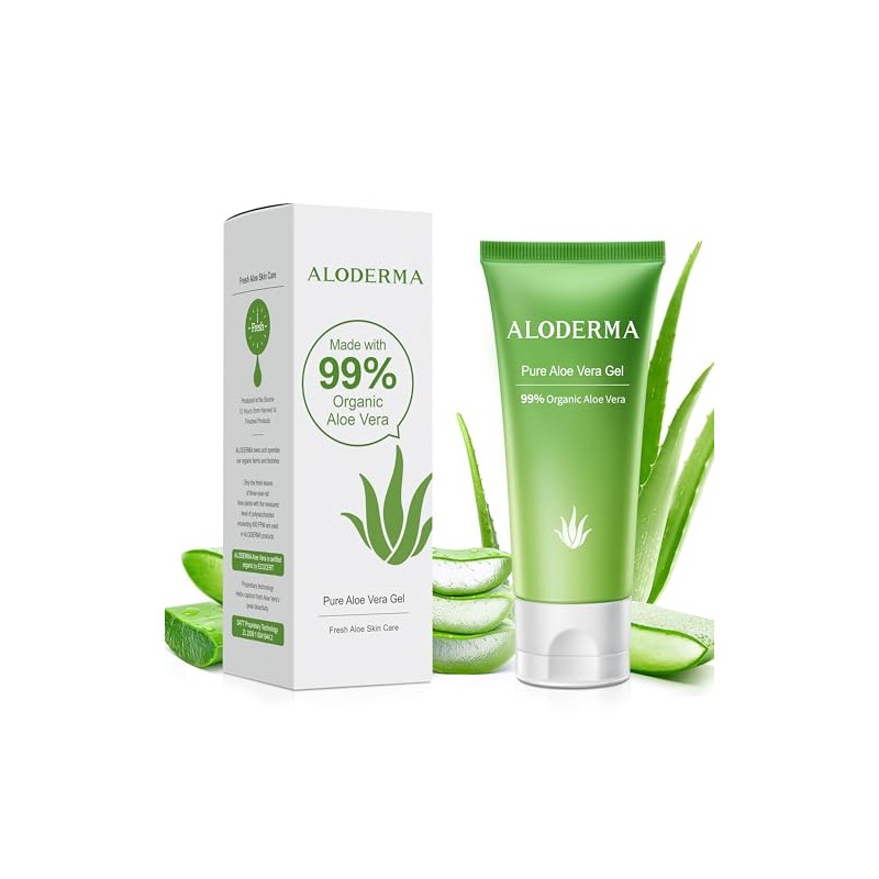 Aloderma Pure Aloe Vera Gel - Soothes and Hydrates Dry,