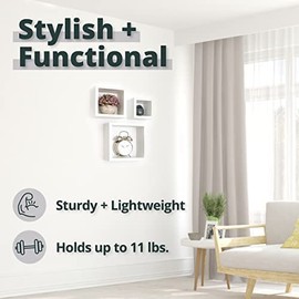 Greenco 3 Cube Floating Shelf, Easy-to-Assemble Floating Wall Mount Shelves for Bedrooms and Living Rooms, Walnut Finish