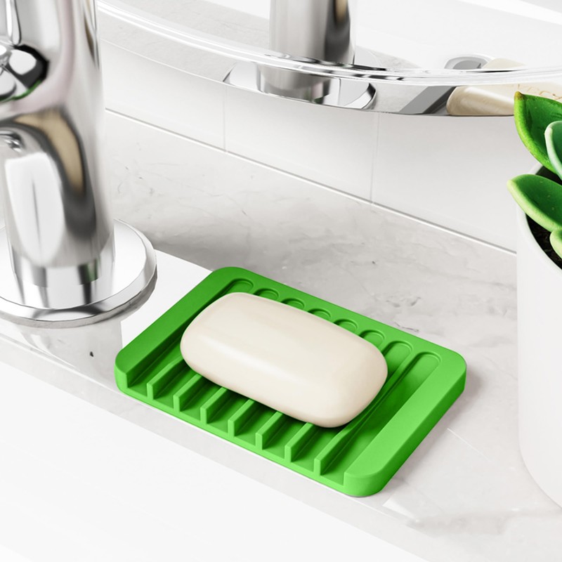 Chengcan 4-Pack Silicone Self-draining Soap Tray for Bathroom and Kitchen