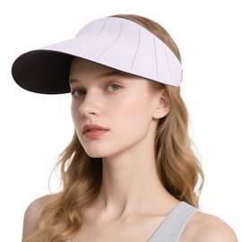 AlisOker Sun Visor Hat for Women Men Wide Brim UPF50+ Foldable Packable Shell-Patterned Seamless Adjustable Beach Sun Hats Purple