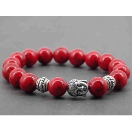 Zen ethnic Thurcolas bracelet with red Turquoise beads and Tibetan silver-plated Buddha beads