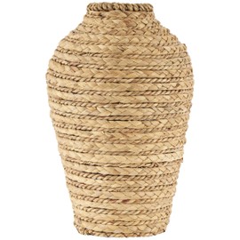 Deco 79 Seagrass Handmade Decorative Vase Braided Centerpiece Vase, Vase for Home Decoration 8" x 8" x 13", Brown