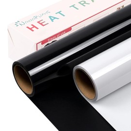 NANAPLUMS Plotter Film Textile, Flex Film Plotter Textile, 1 Roll White and 1 Roll Black Iron-On Film for Textiles, Transfer Film for Iron-On DIY T-Shirt, White and Black