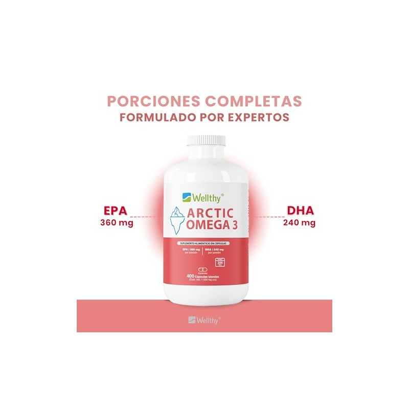 Wellthy Acrtic Omega 3 Softgel 400 Cápsulas. 360mg EPA, 240mg