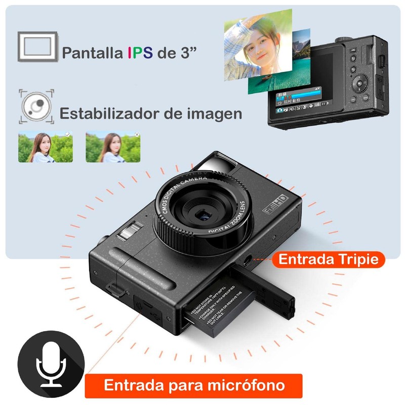 VAK Cámara Digital CDR1 LCD 3' 24mp Video Efectos pc