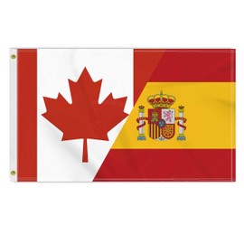 3×5 FT Canada Spain Flag, Large 100D Canadian Spanish Friendship National Outdoor Banner,Spaniard Doube Side Printing Decor For Patio Garden With Brass Gromment