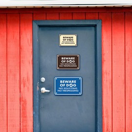 Classic Framed Diamond, Beware of Dog, No Soliciting No Trespassing Sign (Black) - Small 1 Pack