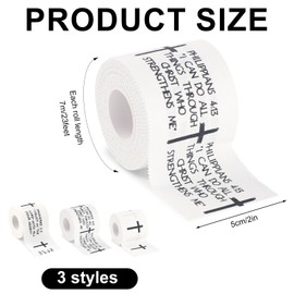 lasuroa Christian Wrist Band, 5 cm x 7 m, Cross Sports Band for Baseball Football Gymnastics Bible Inspired Sports Wrist Strap for Athletes Religious Support & Durability (3 Styles)