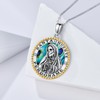 YAFEINI Santa Muerte Necklace 925 Sterling Silver Santa Muerte Abalone
