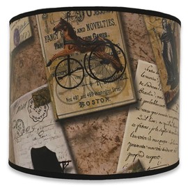 Royal Designs, Inc. Trendy Decorative Handmade Drum Shade, Made in USA, 10in, HBC-8020-10, Victorian Letters