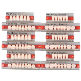 Angzhili 84 Pcs Dental Acrylic Resin Denture False Teeth 3 Sets Synthetic Polymer Resin Denture Teeth 23 Shade A2 Upper + Lower Dental Materials