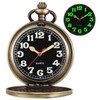 Tiong Bronze Smooth Covered Quartz Men's Pocket Watch,Luminous Arabic Numerals