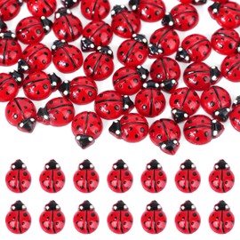 lasuroa 120pcs Mini Resin Ladybugs, Small Nail Charms Red Black Miniature Ladybug Crafts Toy Tiny Statue Funny Resin Animals Figures for Fairy Garden Micro Landscape Decor Decoration