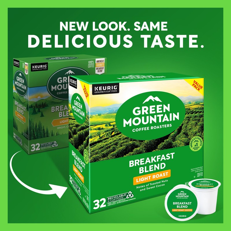 Green Mountain Coffee Roasters Breakfast Blend Keurig Single-Serve K-Cup Pods,