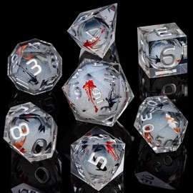 ARUOHHA DND Dice Set Liquid Core Sharp Edged Dice for Dungeons and Dragons, RPG Resin Dice Ocean Themed Polyhedral D&D Dice Handmade Role Playing Dice Set D20 D12 D10 D8 D6 D4