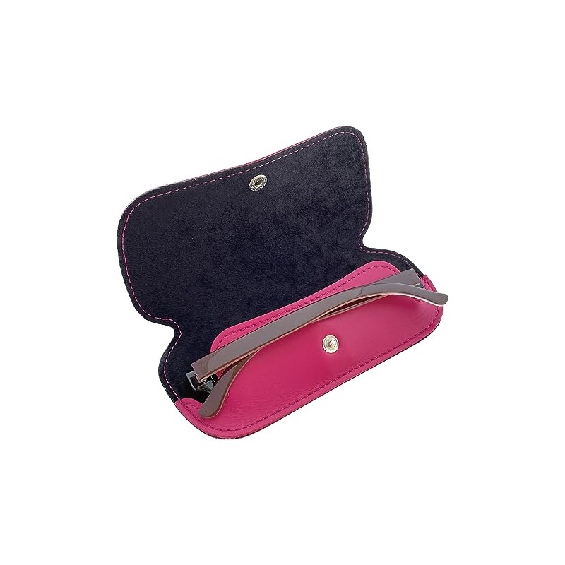 SAKAE F-20 TR700 Genuine Leather Glasses Case, Magenta