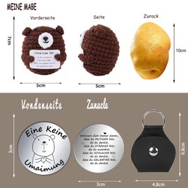 Aruigu Pocket Hug Happy Bear, Creative Knitting Wool Bear Doll and Small Hug Lucky Charm (Silver), Courage Gift, First Day of School Gift, Get Well Gift