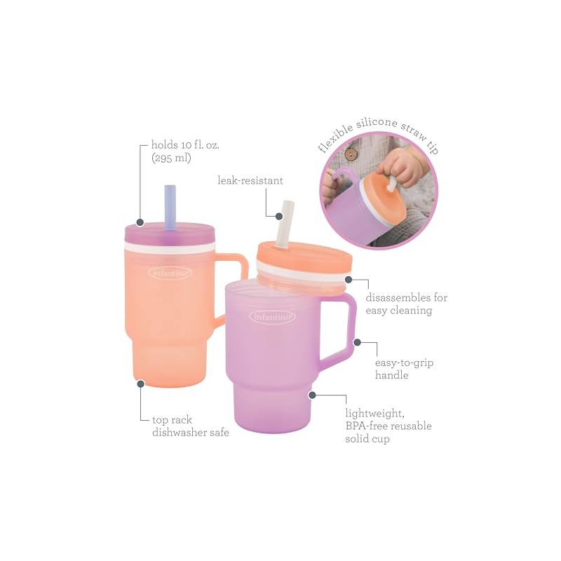 Infantino My 1st Vaso de plástico duradero con popote y