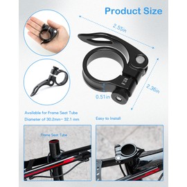 CUNCUI 2pcs Bike Seat Clamps 31.8mm, Seatpost Clamp, Premium Bike Seat Clamp, Inside Diameter of Seat Tube Clamp 31.8mm (Black)