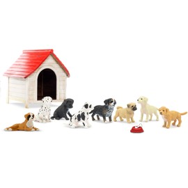 Toymany 12PCS Mini Dog Figurines Playset, Realistic Detailed Plastic Puppy Figures, Hand Painted Emulational Tiny Dogs Animals Toy Set, Cake Toppers Christmas Birthday Gift for Kids Toddlers