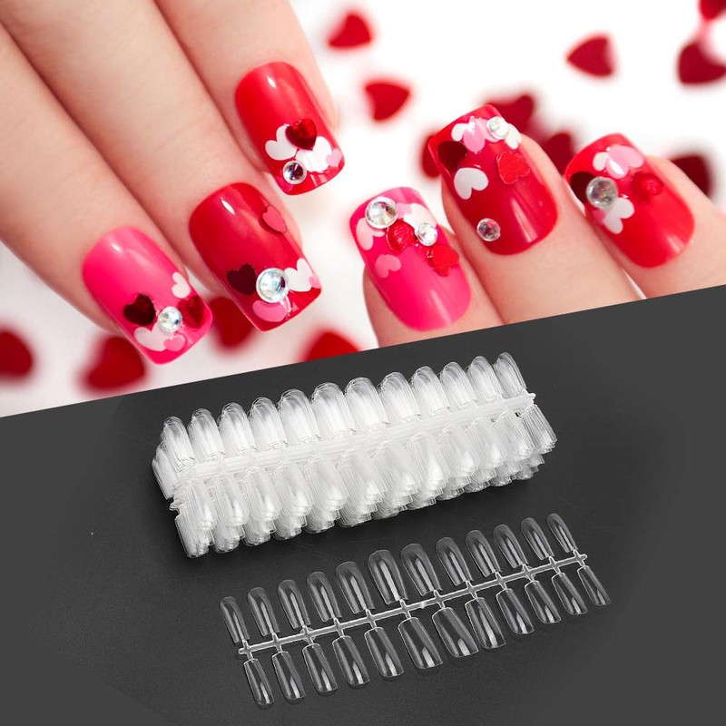 Puntas de uñas postizas, 504 piezas Puntas de uñas transparentes