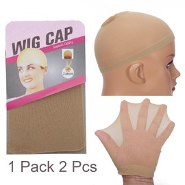 2 Pcs Wig Caps for Women, Stocking Caps for Wigs, Stretchy Nylon Wig Caps Beige