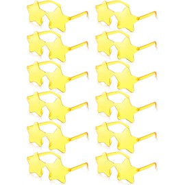 Cindeer 12 Pair Star Shape Glasses Bulk Rimless Sunglasses for Women Summer Party Pentagram Star Accessories(Yellow)