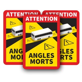 Angles Morts Sticker for France I 17 x 25 cm I Pack of 3 I Bus Truck and Transporter I Caution/Attention Sign I Weatherproof I hin686