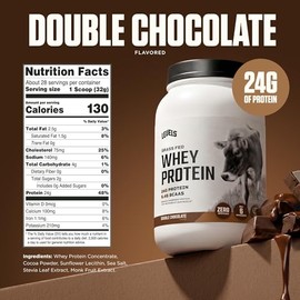 Levels Grass Fed Whey Protein Powder, No Artificials, 24G of Protein, Double Chocolate, 2LB