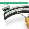 Stainless steel sweat scraper with wooden handle, for horses, donkeys,