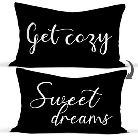 Rusenbao Black and White Throw Pillow Covers for Bed, Get Cozy Sweet Dreams 12x20 Inch Lumber Pillowcase Decor Bedroom