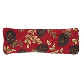 Chandler 4 Corners Artist-Designed Ruby Pinecones Hand-Hooked Wool Decorative Throw Pillow (8 in x 24 in) Lake & Lodge Pillow for Couches & Beds - Low Maintenance Lake House Lumbar Pillow Home Décor