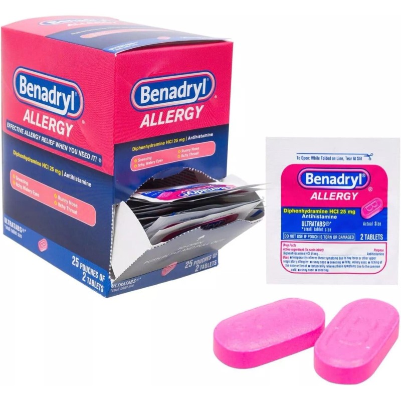 BENADRYL 4 PACK Benadryl Allergy Relief Diphenhdramine HCI 25mg Antihisamine