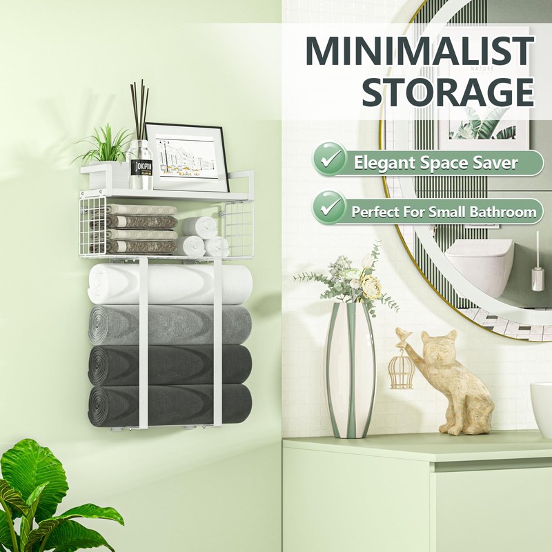 Towel Racks for Bathroom, Bathroom Shelf Over Toilet,Floating Shelves with