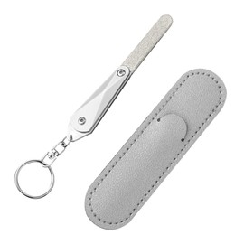 Baluue Stainless Steel Nail File Double Sided 100/180 Grit Professional Manicure Pedicure Tool for Natural Nails with Protective Case