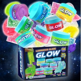 35.16 FL OZ Glow in The Dark Slime for Kids 6+, FunKidz 1040 ML Large Slime 8 Packs Neon Colors Slime Kit Green Blue Pink Yellow Gift for Boys Girls Birthday Party