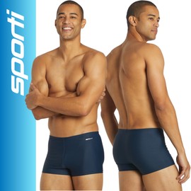 Sporti Traje de baño de pierna cuadrada sólida, marino, 36