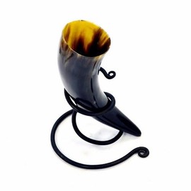 Pera Peris Drinking Horn Stand Spiral Methorn Stand Holder Drinking Horn Small Methorn Drinking Horn Mead for Medieval Viking and LARP