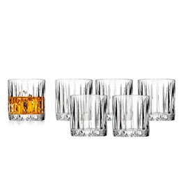 Godinger Double Old Fashioned Glasses Drinking Glasses, Wine Glass, Glass Cup, Set of 6 Parallels Collection