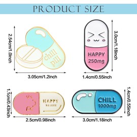 4PCS Nursing Pins,Chill Pill Enamel Pin Brooch,Happy Capsule Gold Brooch,Kawaii Emoticons Enamel Brooch for Clothing Backpacks Jackets DIY Accessory Nurse Doctor Medical Student Graduation Gift