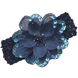 Funny Girl Designs Baby Girls Celeste Sequin Flower Crochet Headband (Black)